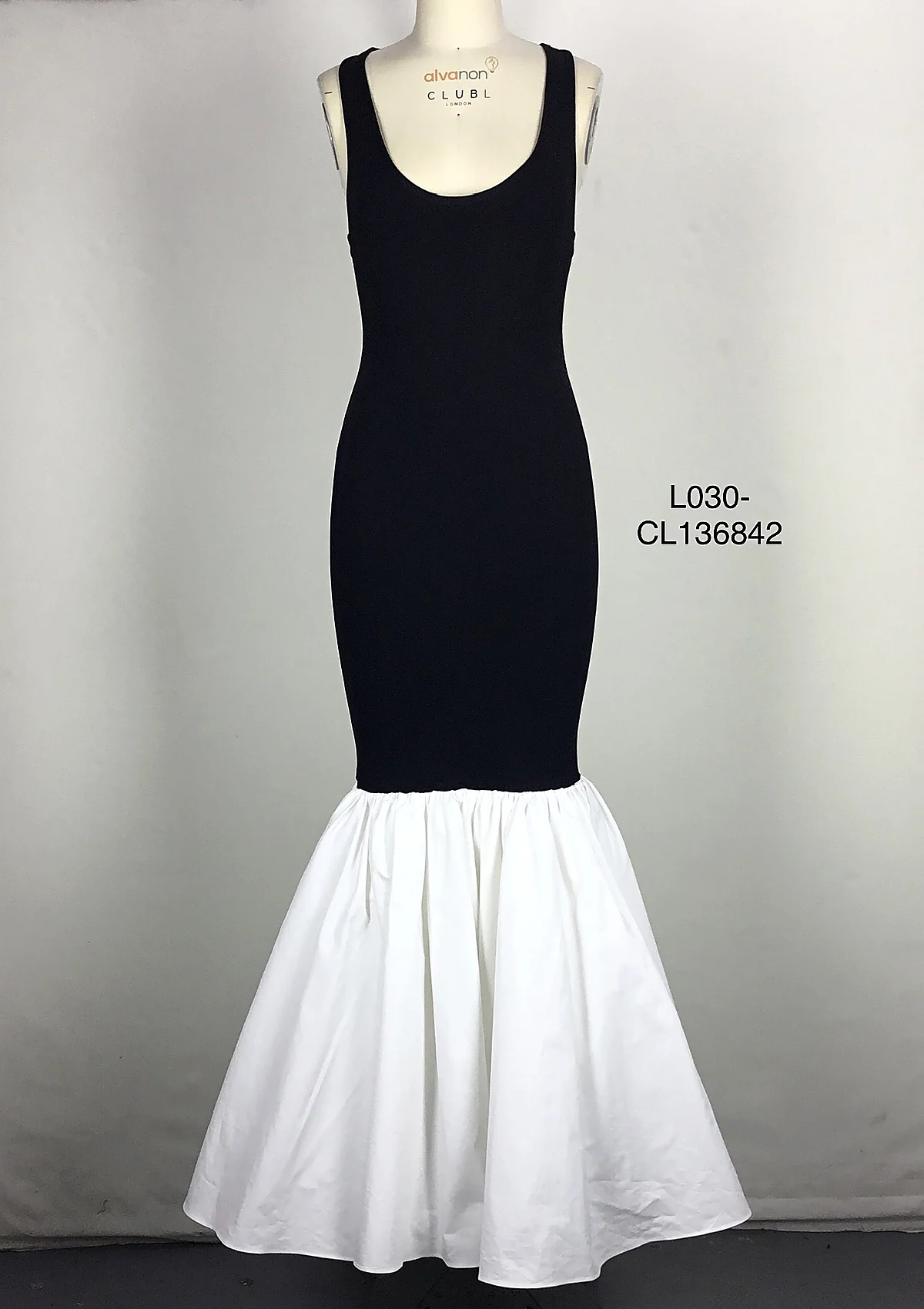 Black And White Mermaid Maxi Dress