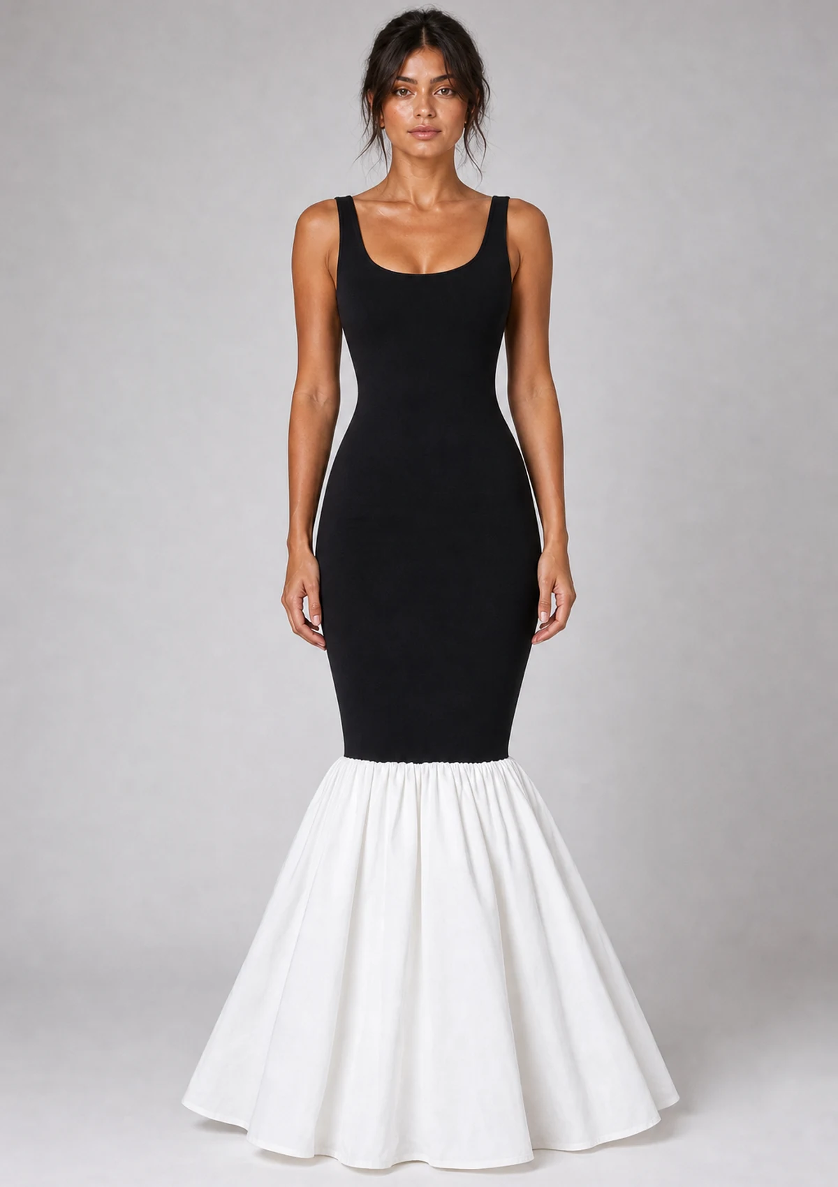 Black And White Mermaid Maxi Dress