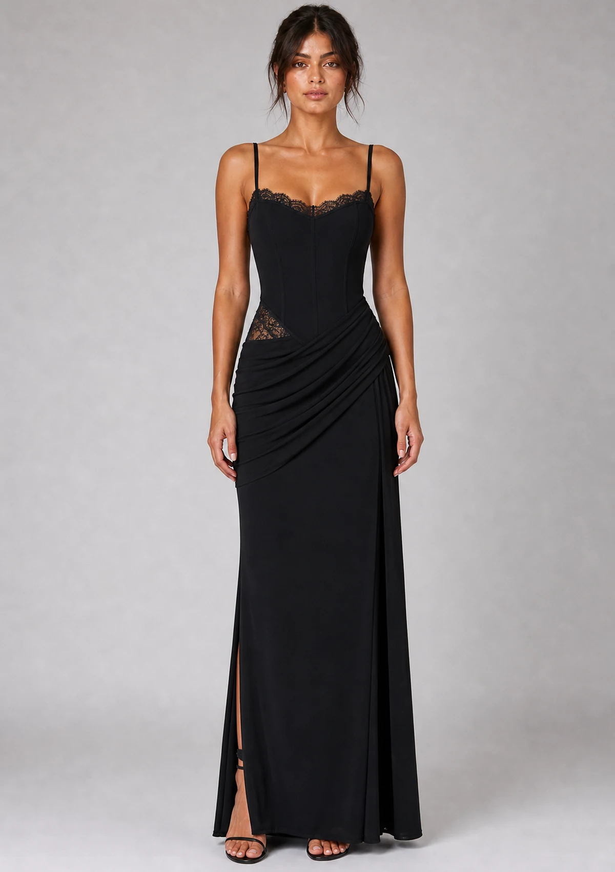 Black Draped Maxi Dress