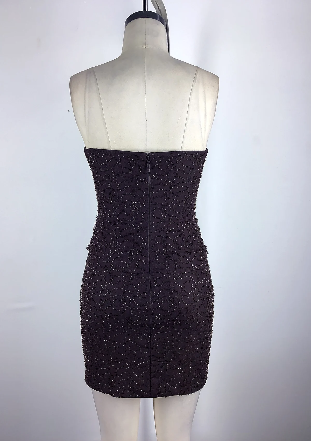 Dark Brown Strapless Ruched Mini Dress