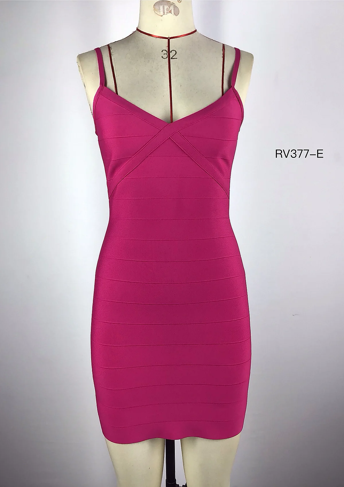 Fuchsia Strap Bandage Mini Dress