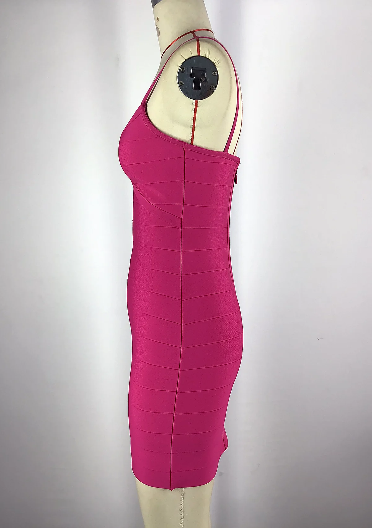 Fuchsia Strap Bandage Mini Dress