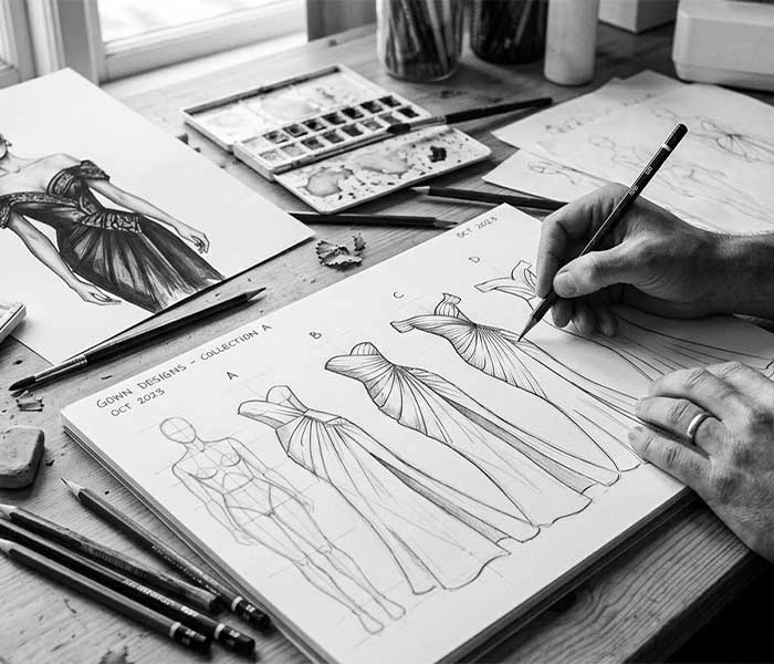 KAOUYOU design development — sketches and pattern making