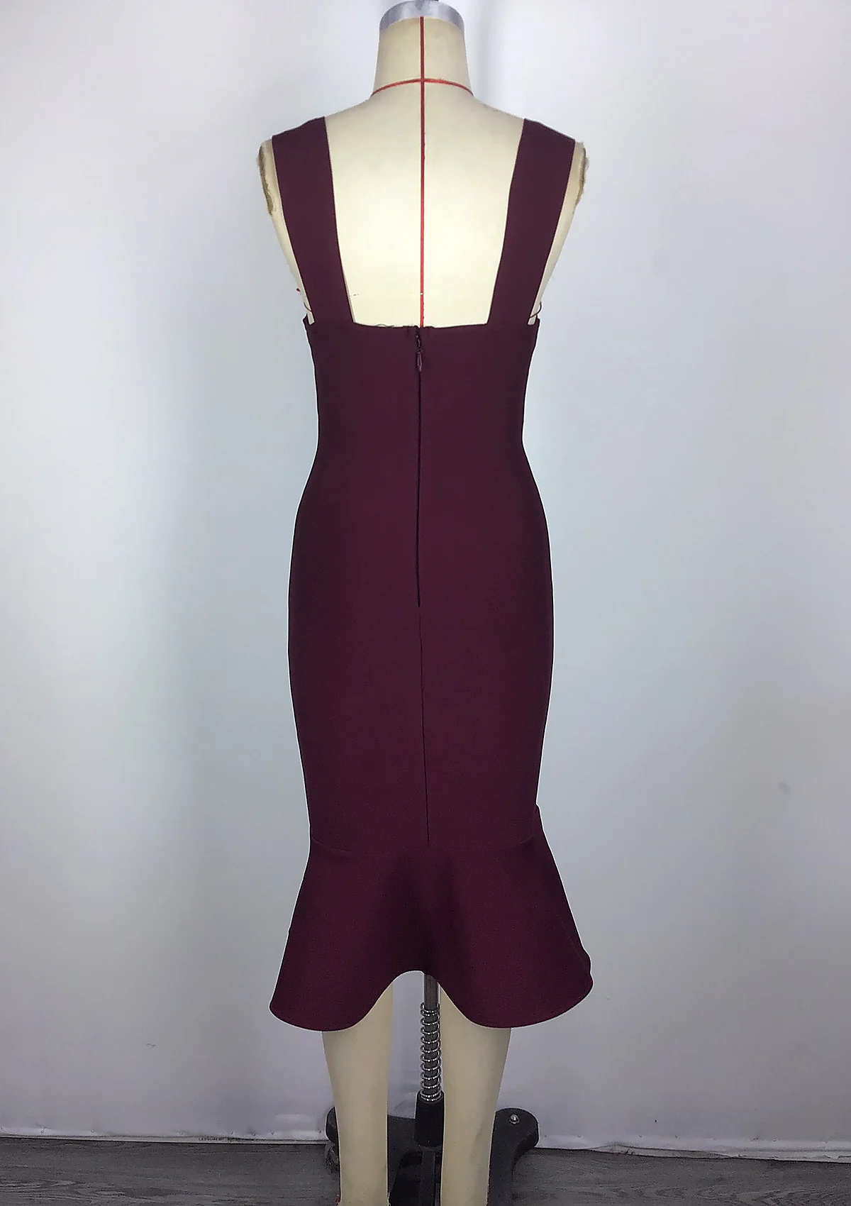Burgundy Strappy Bandage Bodycon Dress