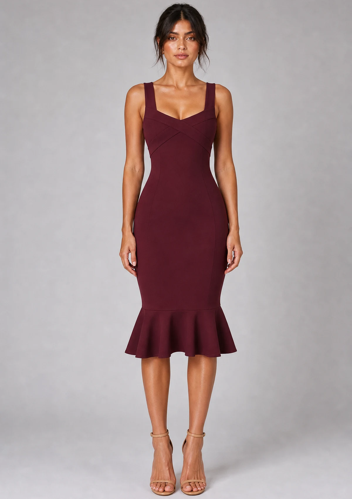 Burgundy Strappy Bandage Bodycon Dress