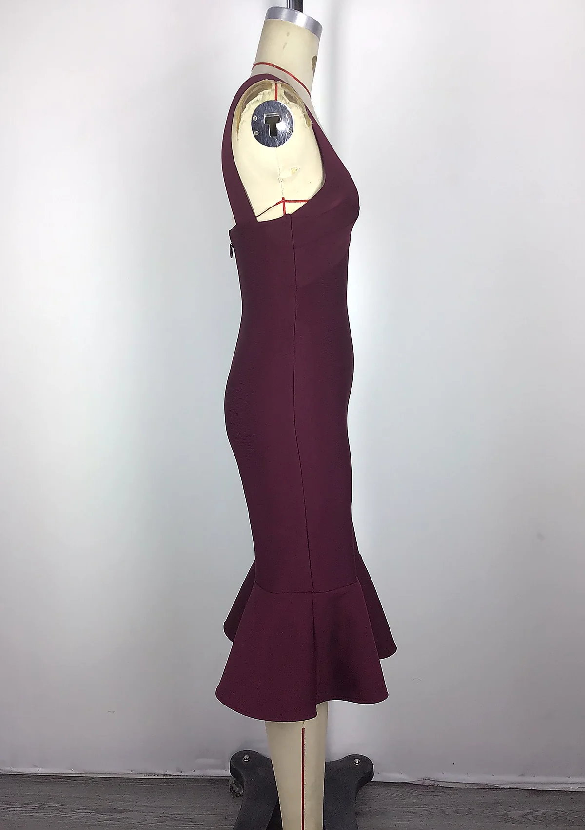 Burgundy Strappy Bandage Bodycon Dress