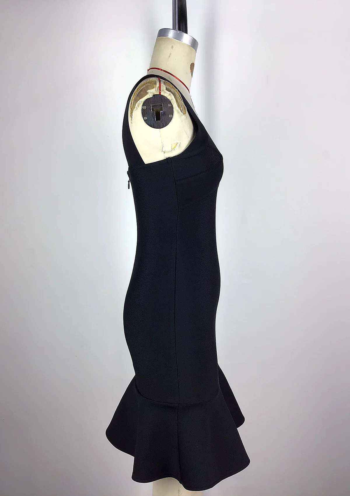 Black Ruffle Hem Mini Dress