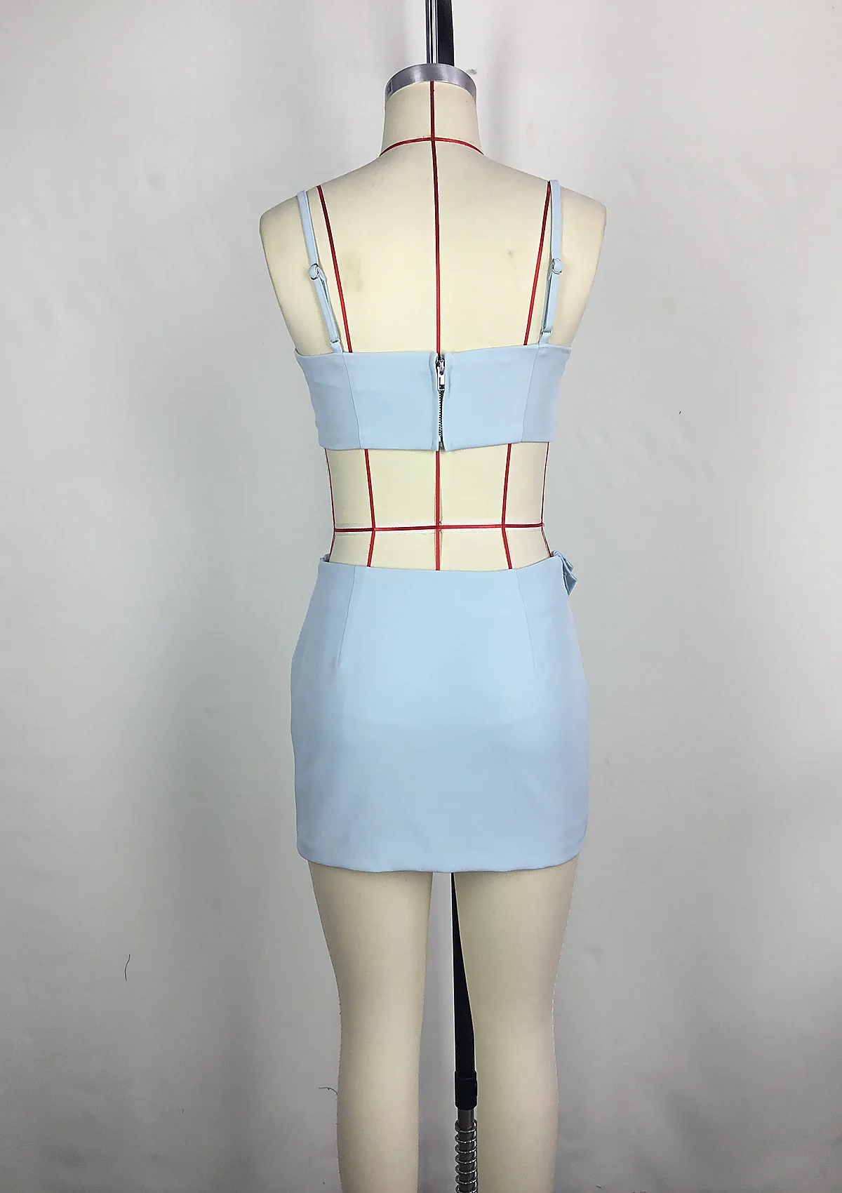 Blue Crop Top And Mini Skirt Set