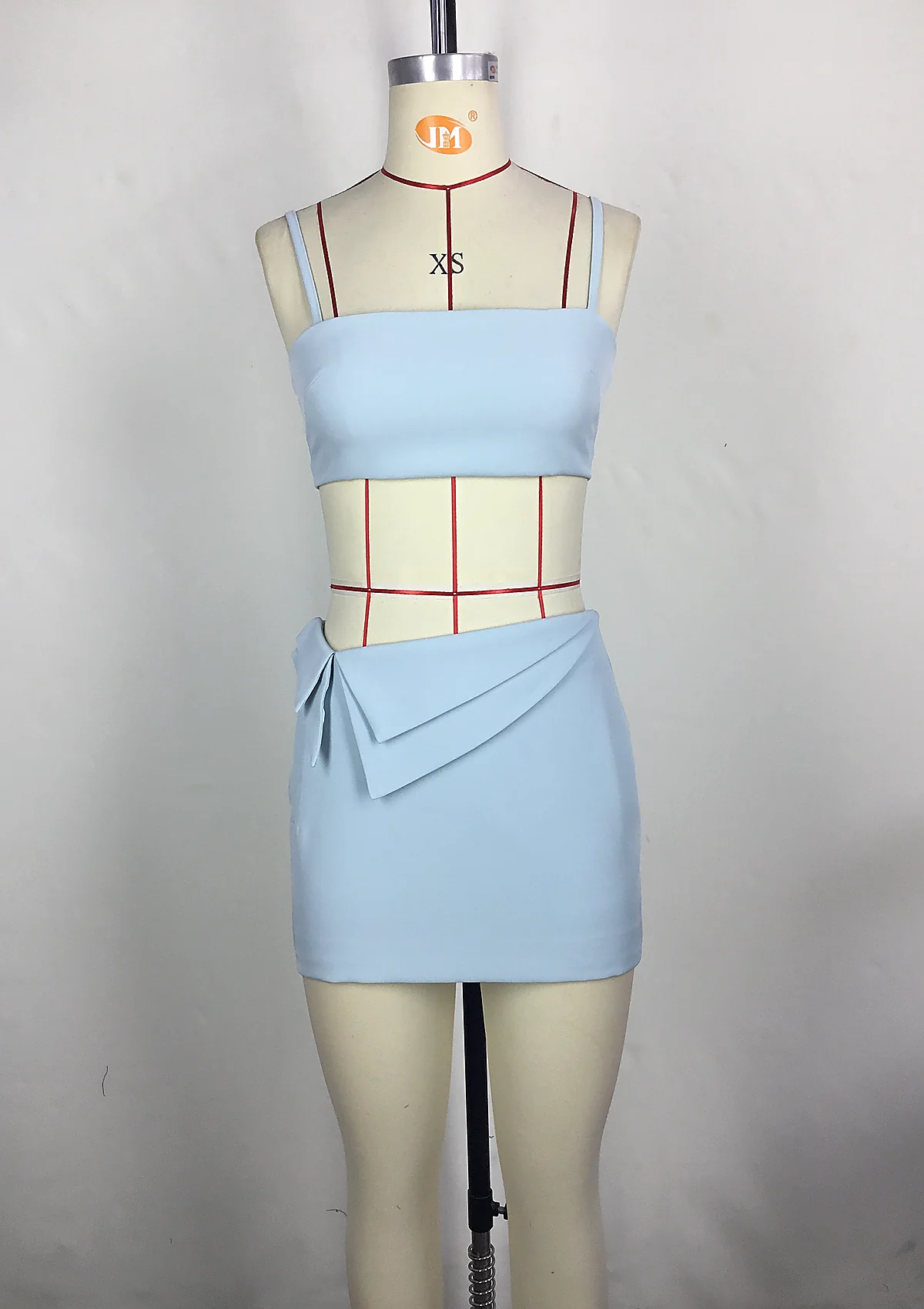 Blue Crop Top And Mini Skirt Set
