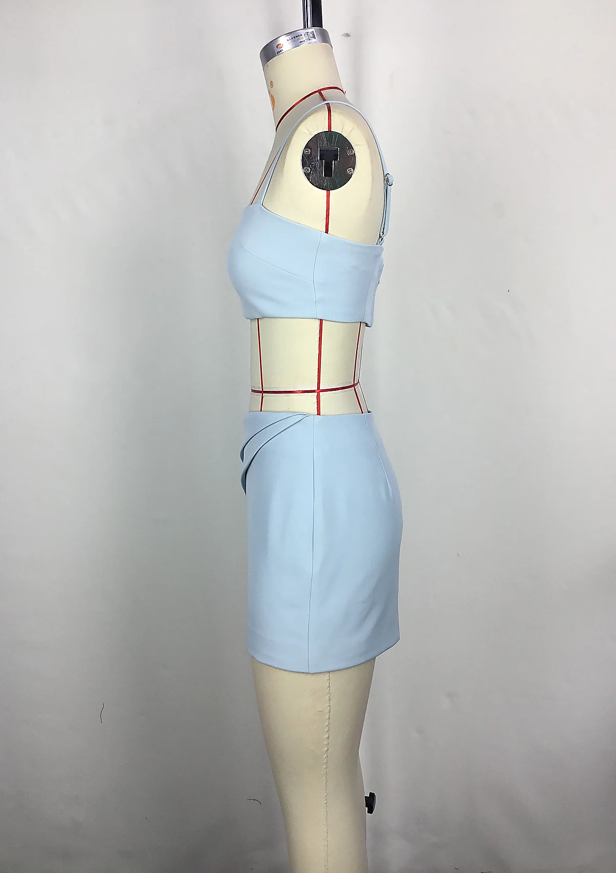 Blue Crop Top And Mini Skirt Set