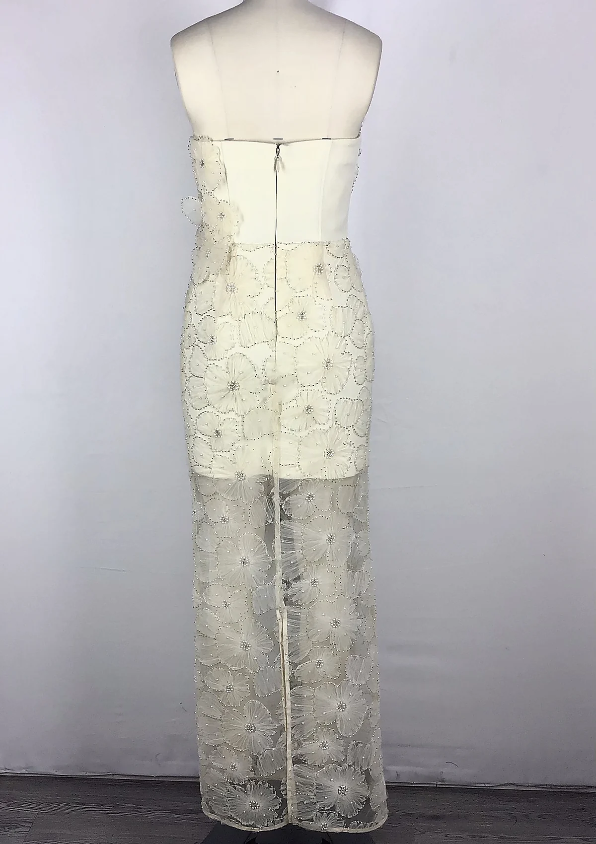Cream Floral Lace Skirt Set