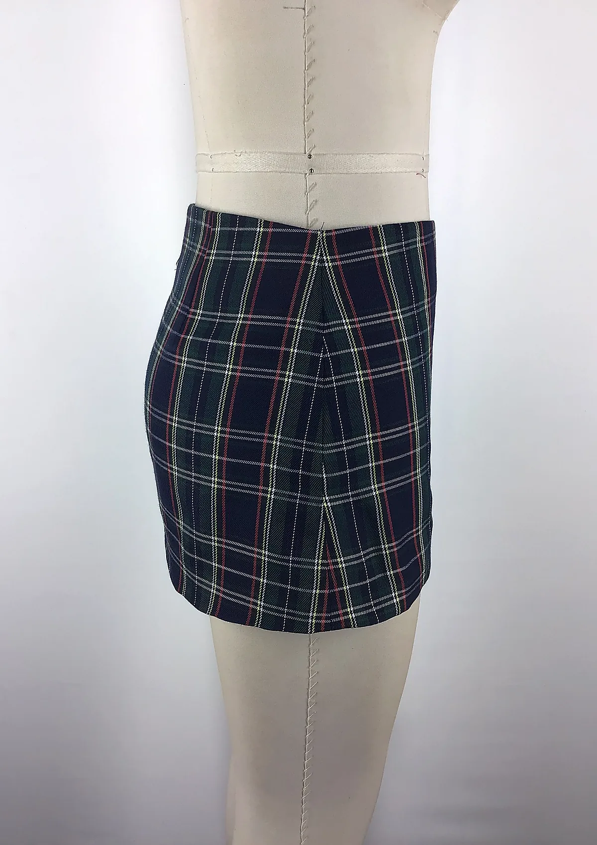 Navy Plaid Mini Skirt