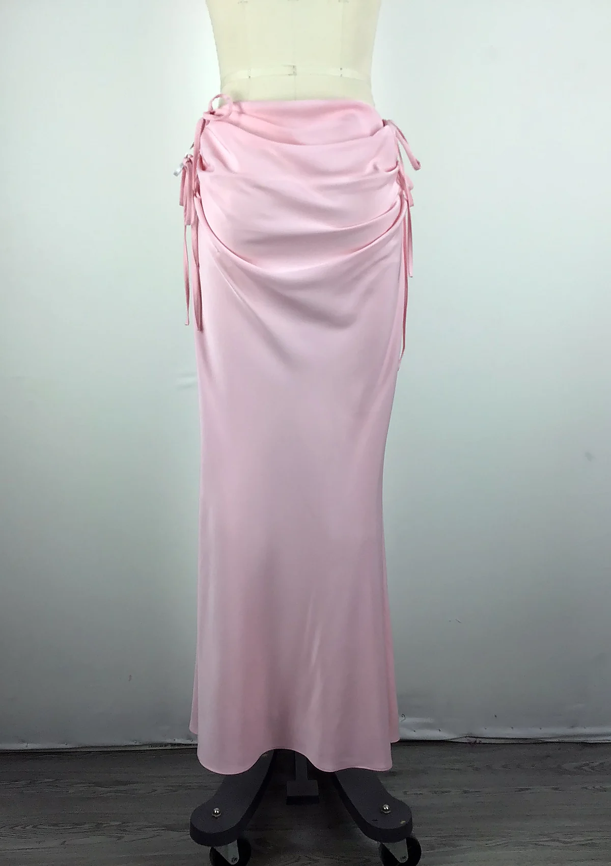 Pink Draped Maxi Skirt