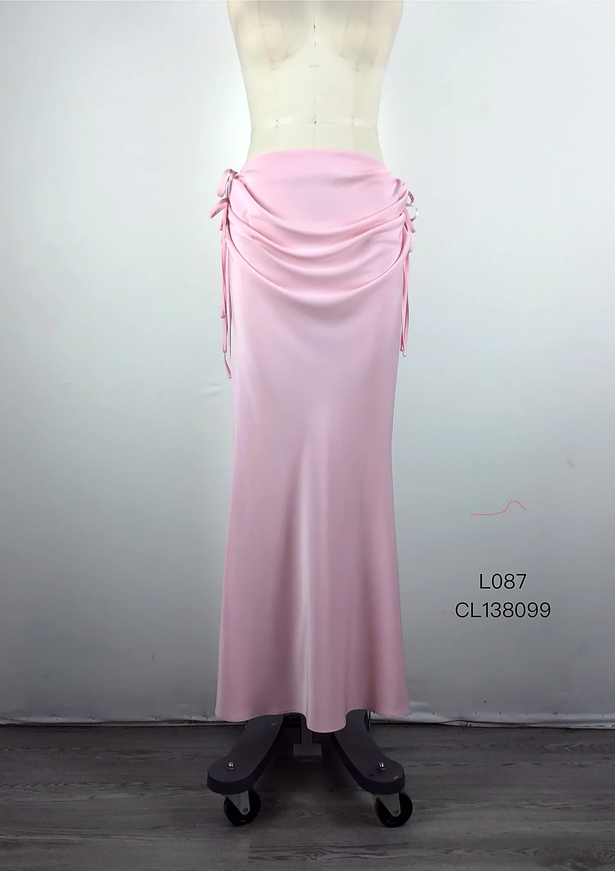 Pink Draped Maxi Skirt