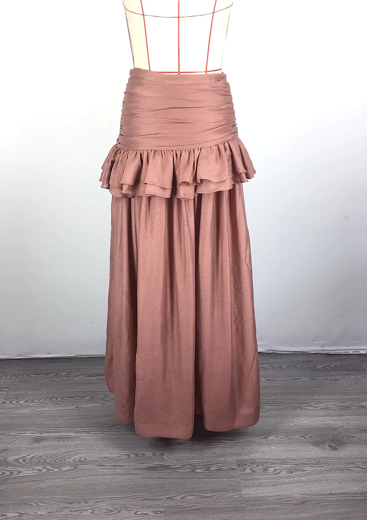 Pink Tiered Ruffle Maxi Skirt