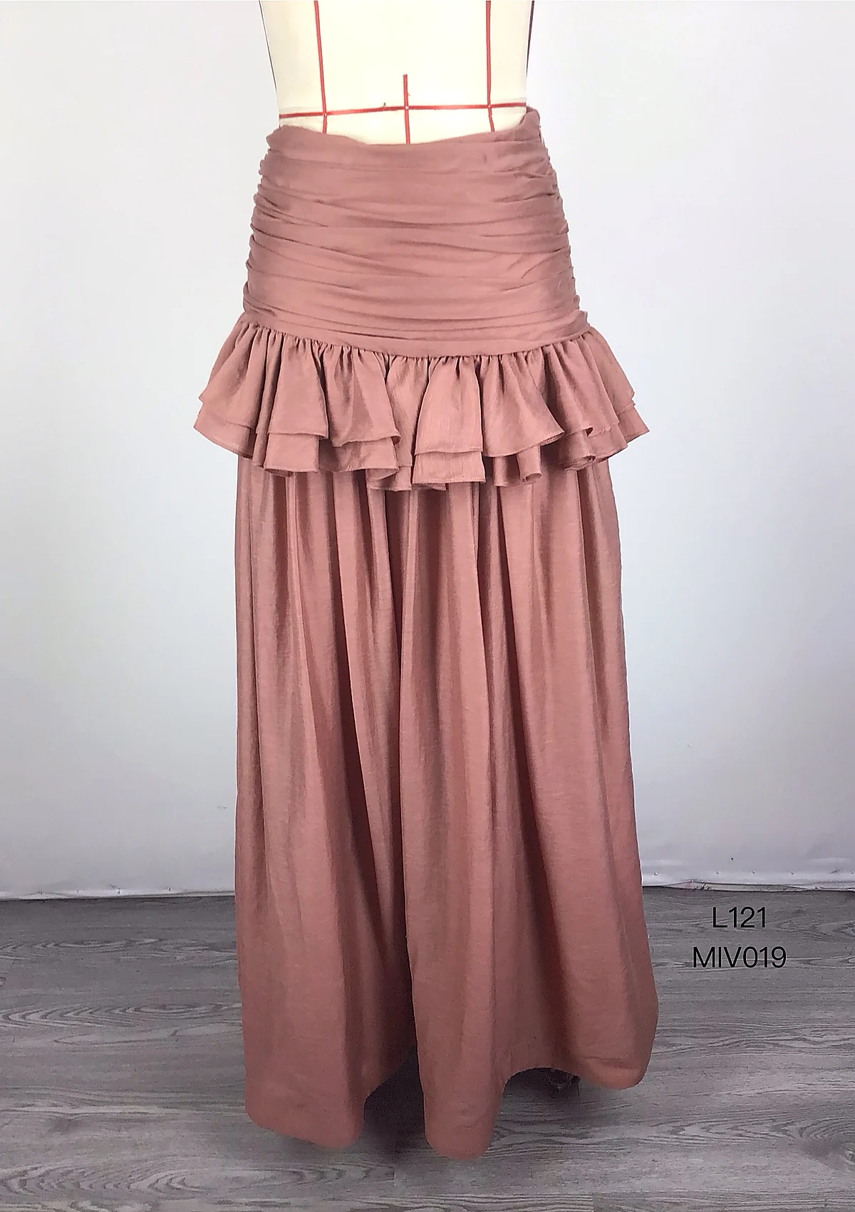 Pink Tiered Ruffle Maxi Skirt