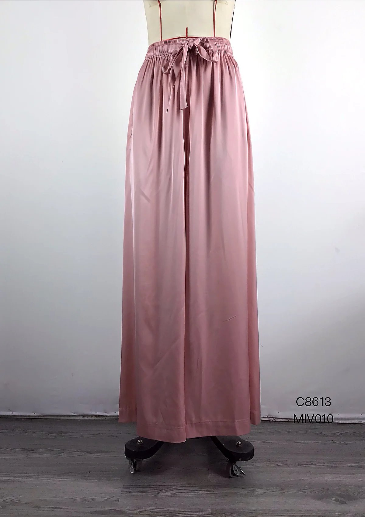Pink Drawstring Waist Maxi Skirt