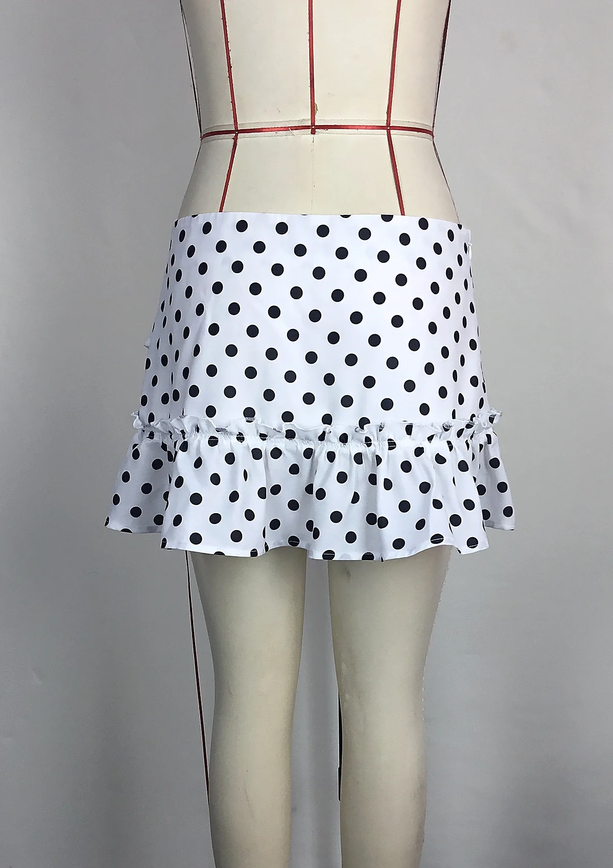 White Polka Dot Ruffle Skort