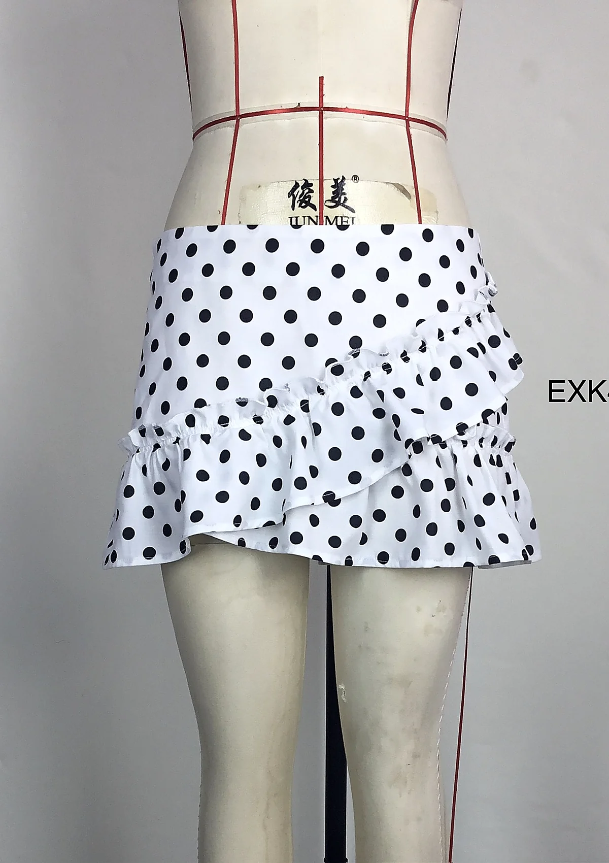 White Polka Dot Ruffle Skort