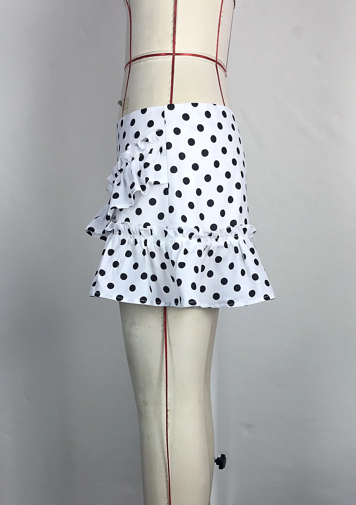 White Polka Dot Ruffle Skort